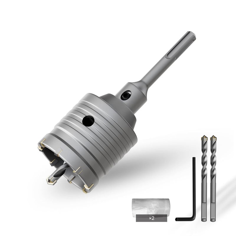CSOOM Concrete Hole Saw 2-3/8" (60mm) with 220mm SDS Plus Shank Connecting Rod, Carbide Cement Hole Saw for Concrete Cement, Brick Wall Stone - Image 1